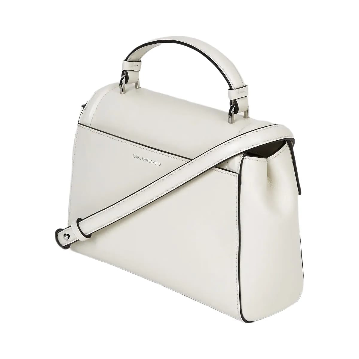 Karl Lagerfeld Autograph Small Top Handle Bag Off White