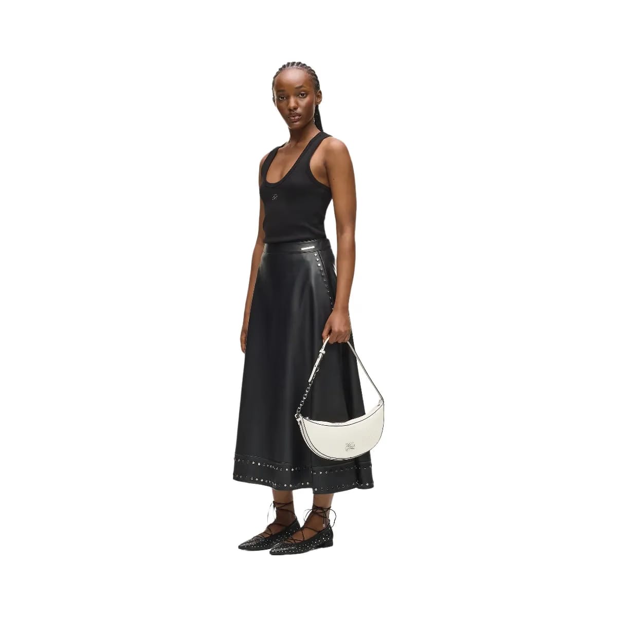 Karl Lagerfeld Autograph Small Moon Bag Off White
