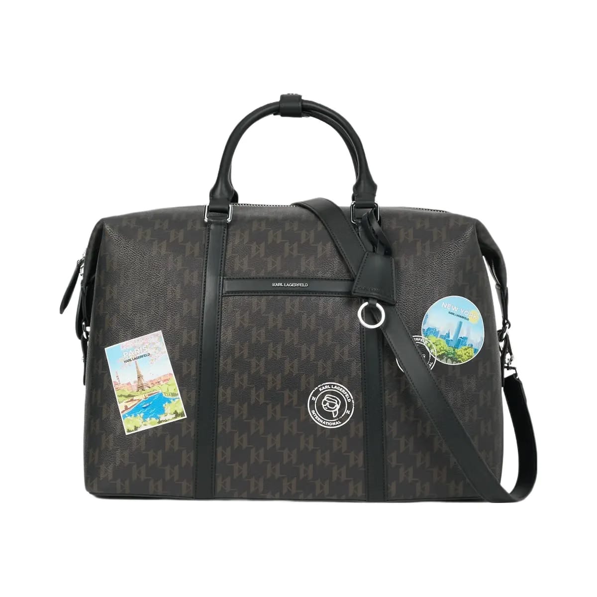 Karl Lagerfeld Ikon Monogram Weekender Bag Brown Monogram