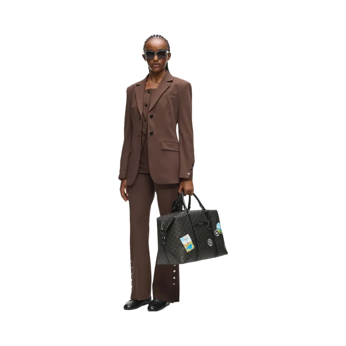 Karl Lagerfeld Ikon Monogram Weekender Bag Brown Monogram