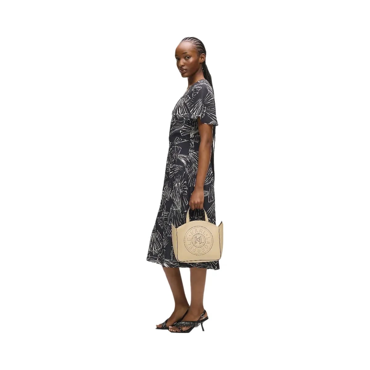 Karl Lagerfeld Circle Perforated Small Tote Bag Safari