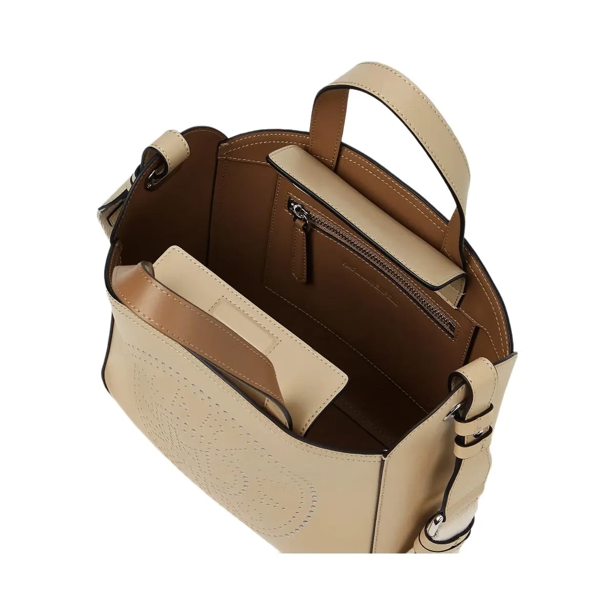 Karl Lagerfeld Circle Perforated Small Tote Bag Safari