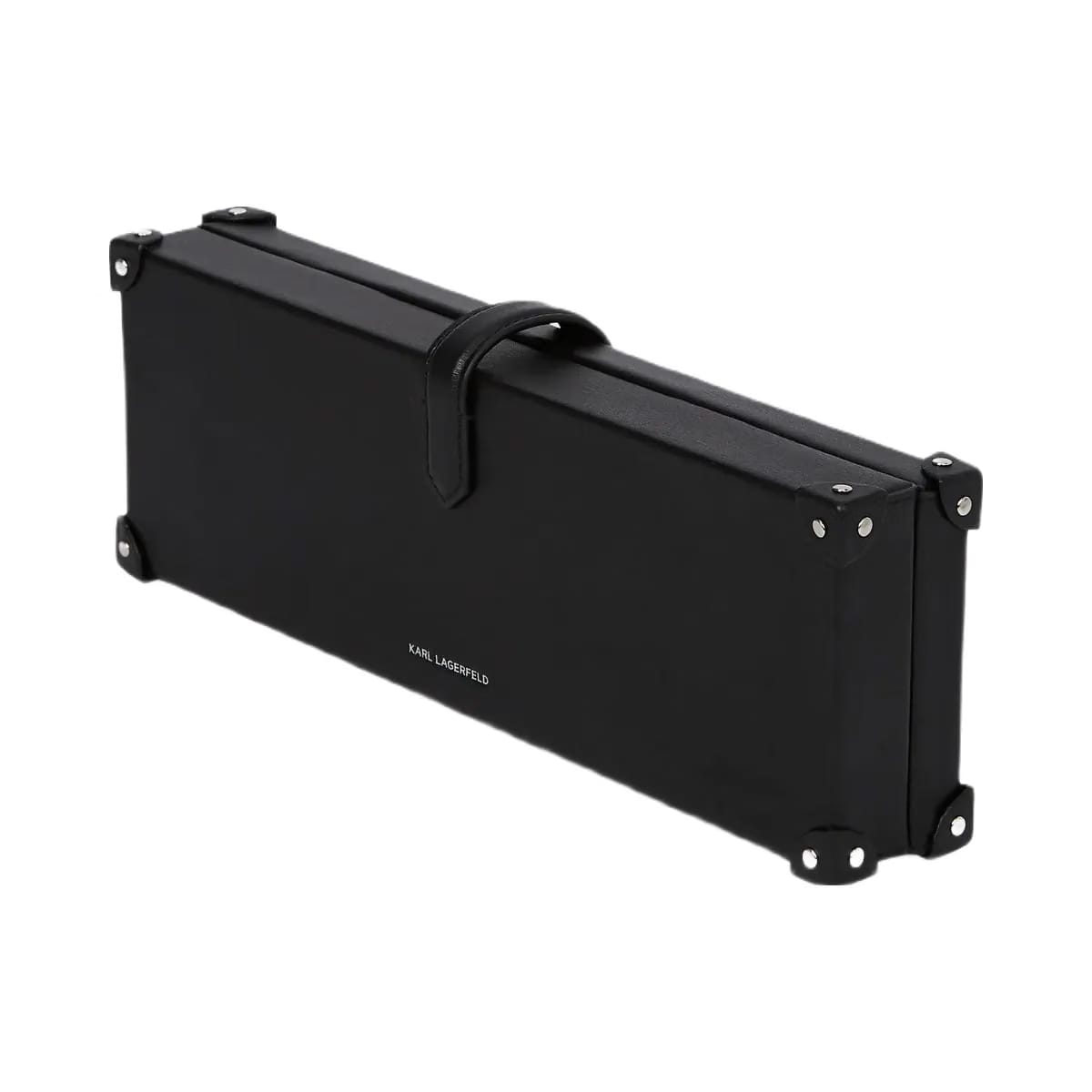 Karl Lagerfeld Autograph Padlock Trunk Clutch Black Nickel