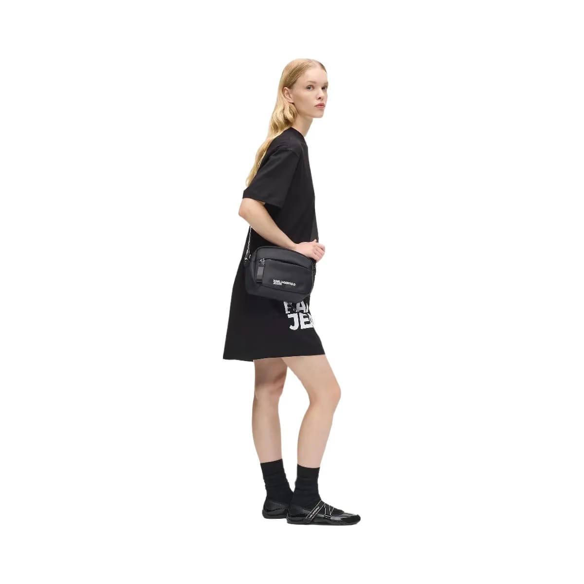 Karl Lagerfeld Logo Nylon Crossbody Bag Black