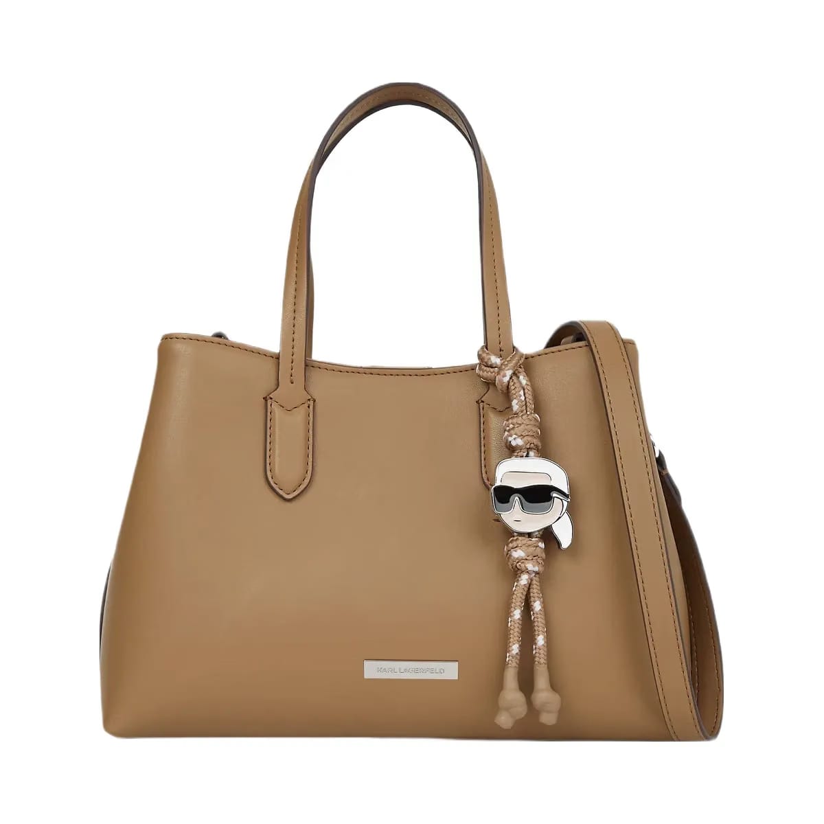 Karl Lagerfeld Ikon Smooth Small Tote Bag Mushroom Brown