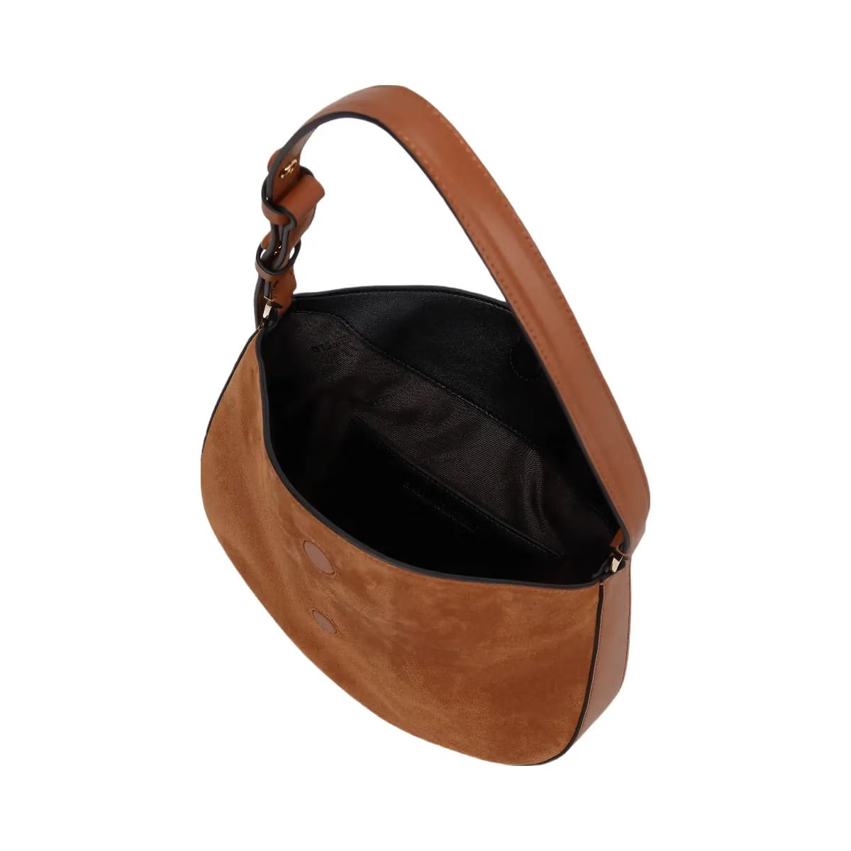 Karl Lagerfeld Signature Suede Moon Bag Dark Tan