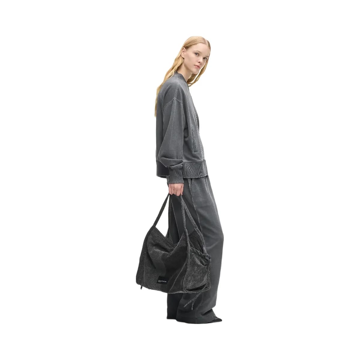 Karl Lagerfeld Two-Tone Denim Shopper Black Denim Grey Denim