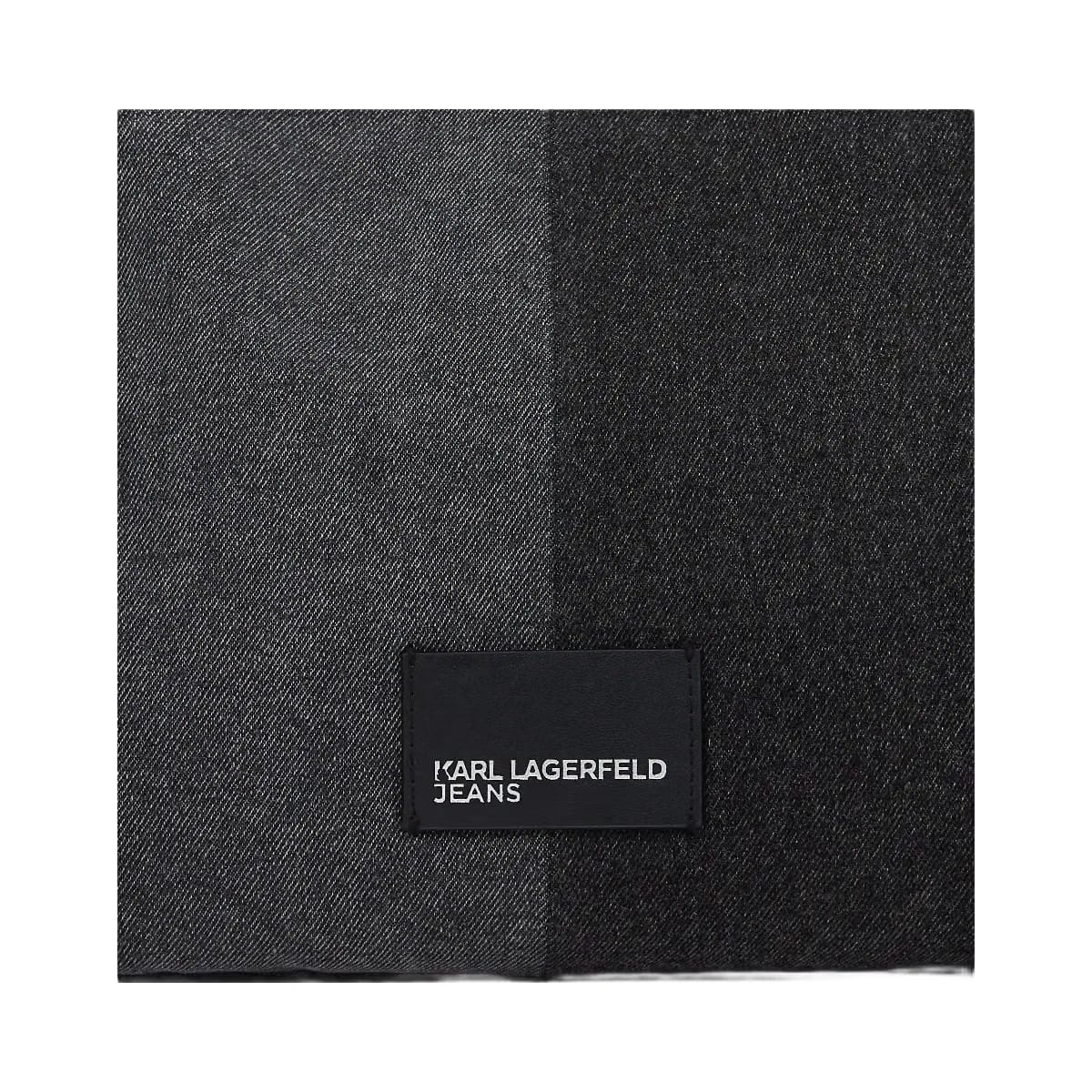 Karl Lagerfeld Two-Tone Denim Shopper Black Denim Grey Denim