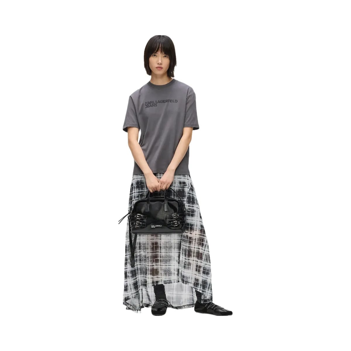 Karl Lagerfeld Buckle Bowling Bag Black