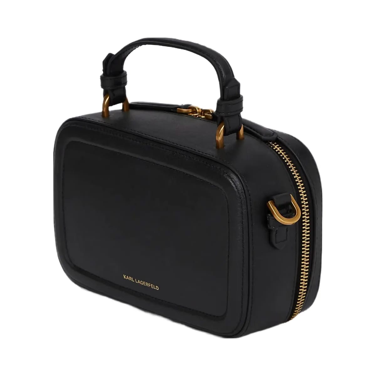 Karl Lagerfeld Autograph Chain Top Handle Bag Black Gold