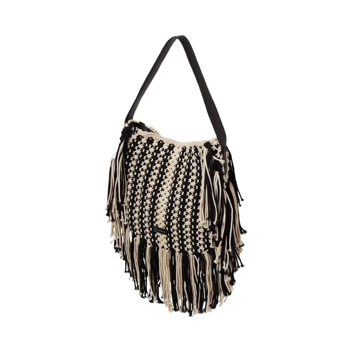 Karl Lagerfeld Autograph Fringe Shoulder Bag Black White