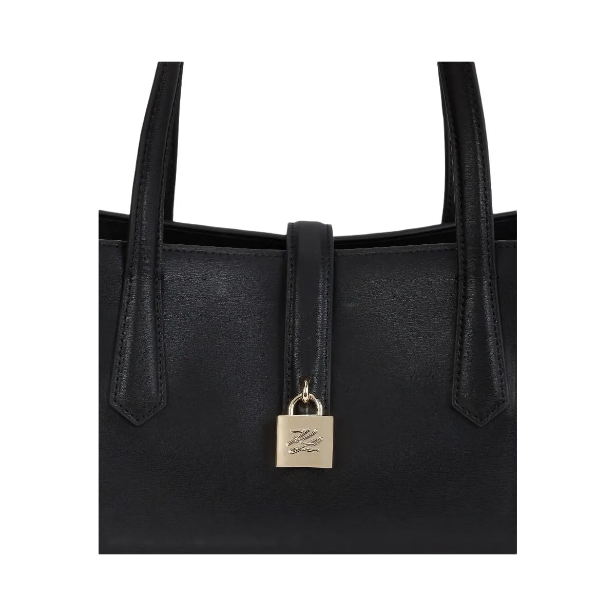 Karl Lagerfeld Autograph Padlock Tote Bag Black Gold
