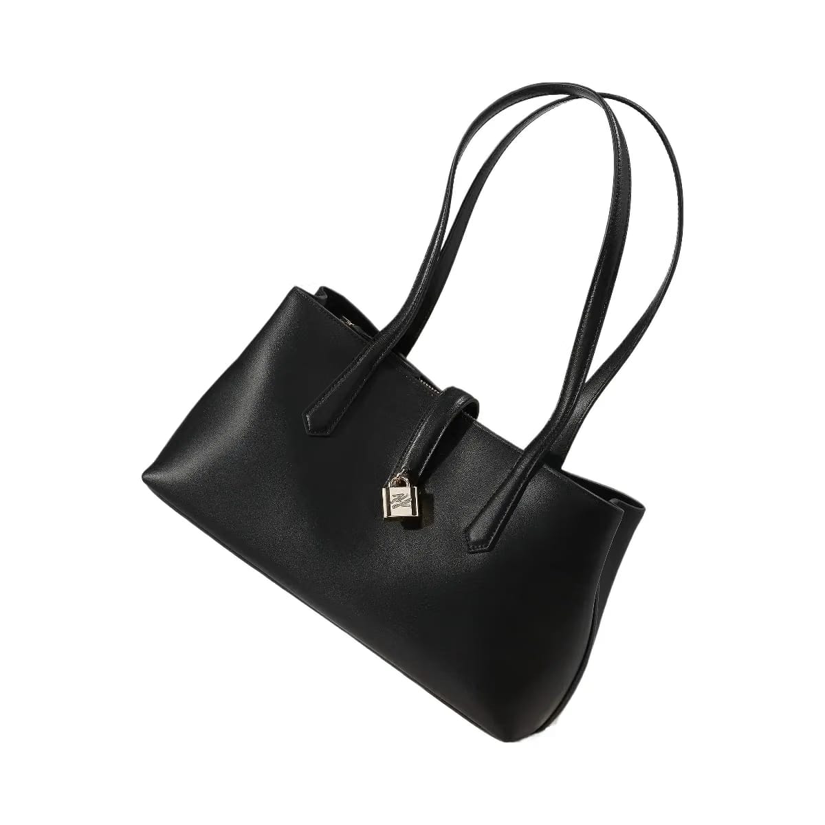 Karl Lagerfeld Autograph Padlock Tote Bag Black Gold