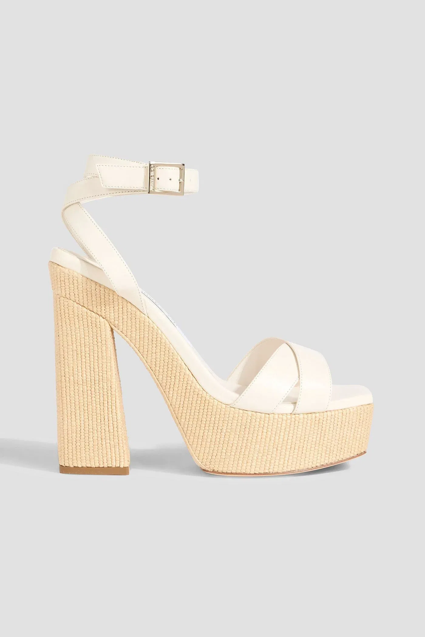 Jimmy Choo Gaia 140 Leather Platform Sandals White Women's