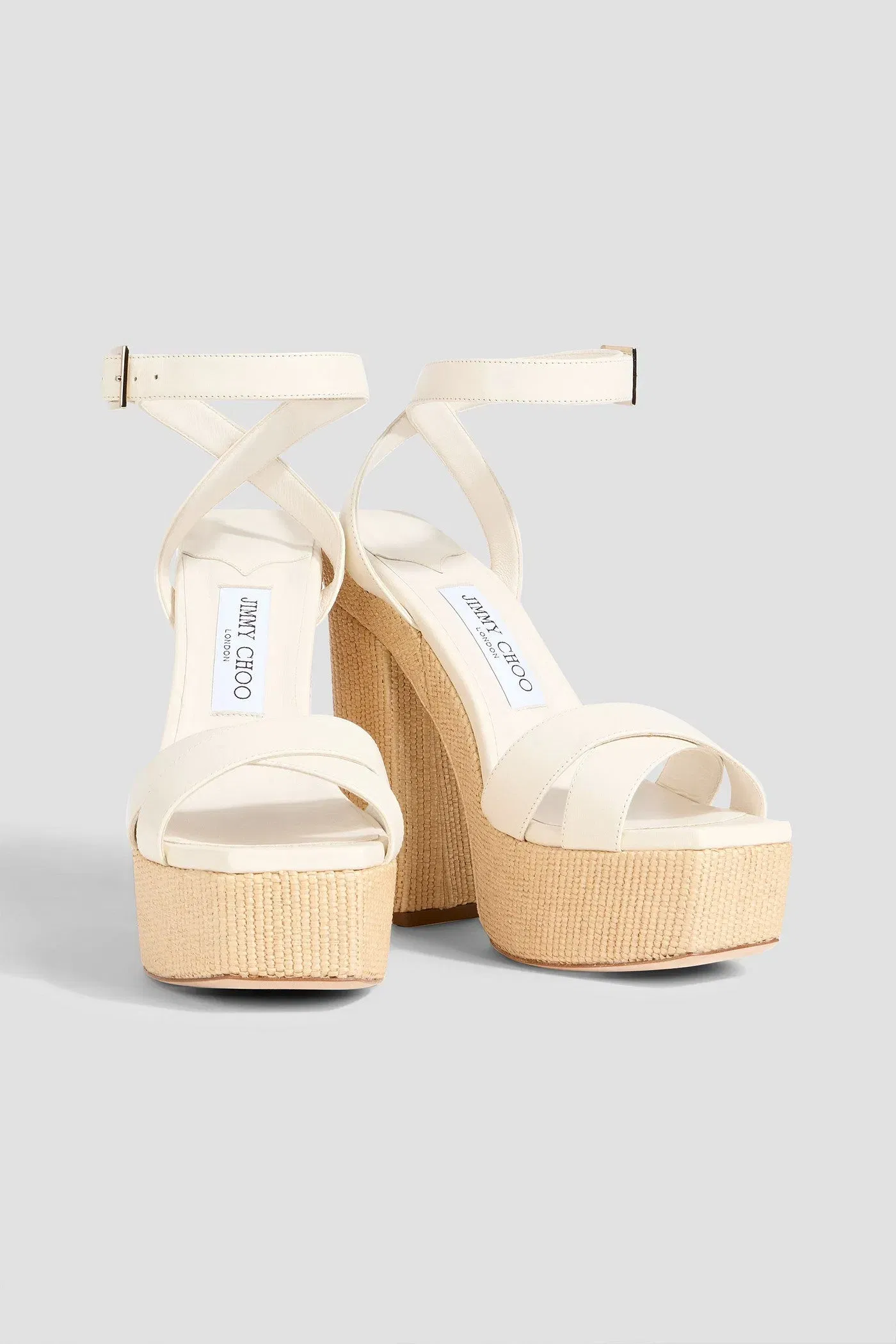 Jimmy Choo Gaia 140 Leather Platform Sandals White Women's