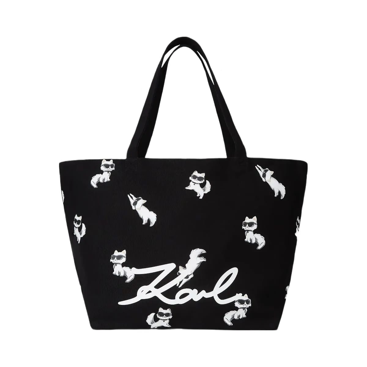 Karl Lagerfeld Ikon Choupette Print Shopper Black