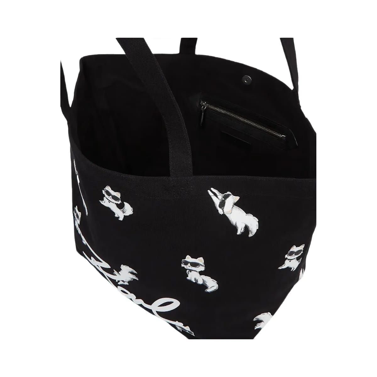 Karl Lagerfeld Ikon Choupette Print Shopper Black