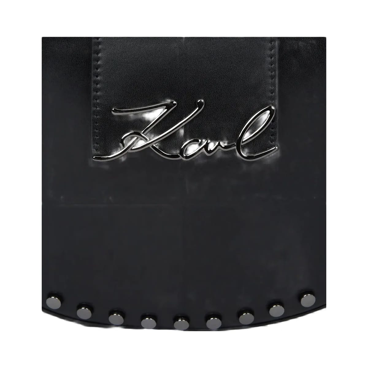Karl Lagerfeld Signature Studded Moon Bag Black Embellishment