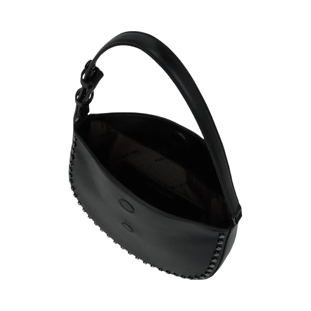 Karl Lagerfeld Signature Studded Moon Bag Black Embellishment