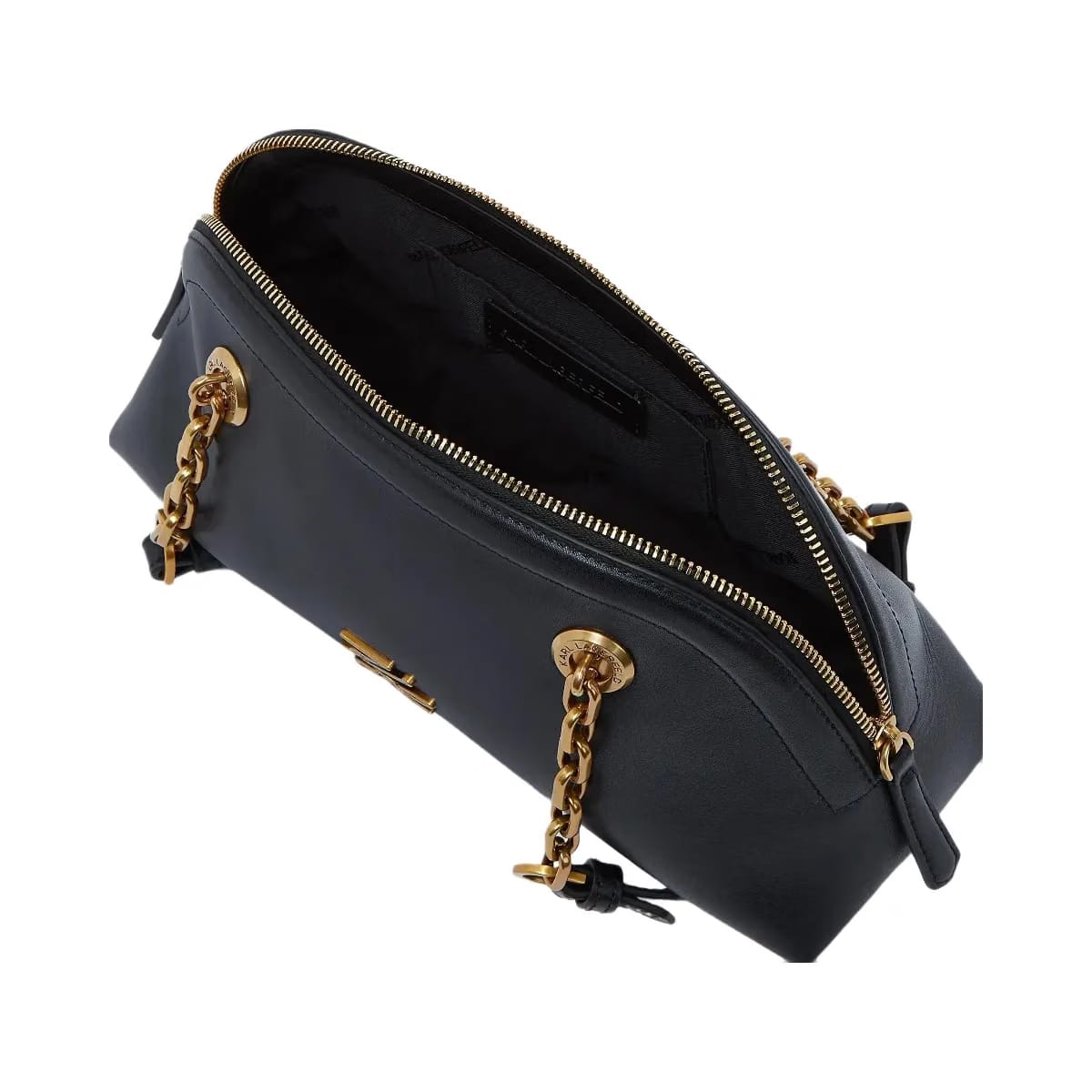 Karl Lagerfeld Autograph Small Bowling Bag Black Gold