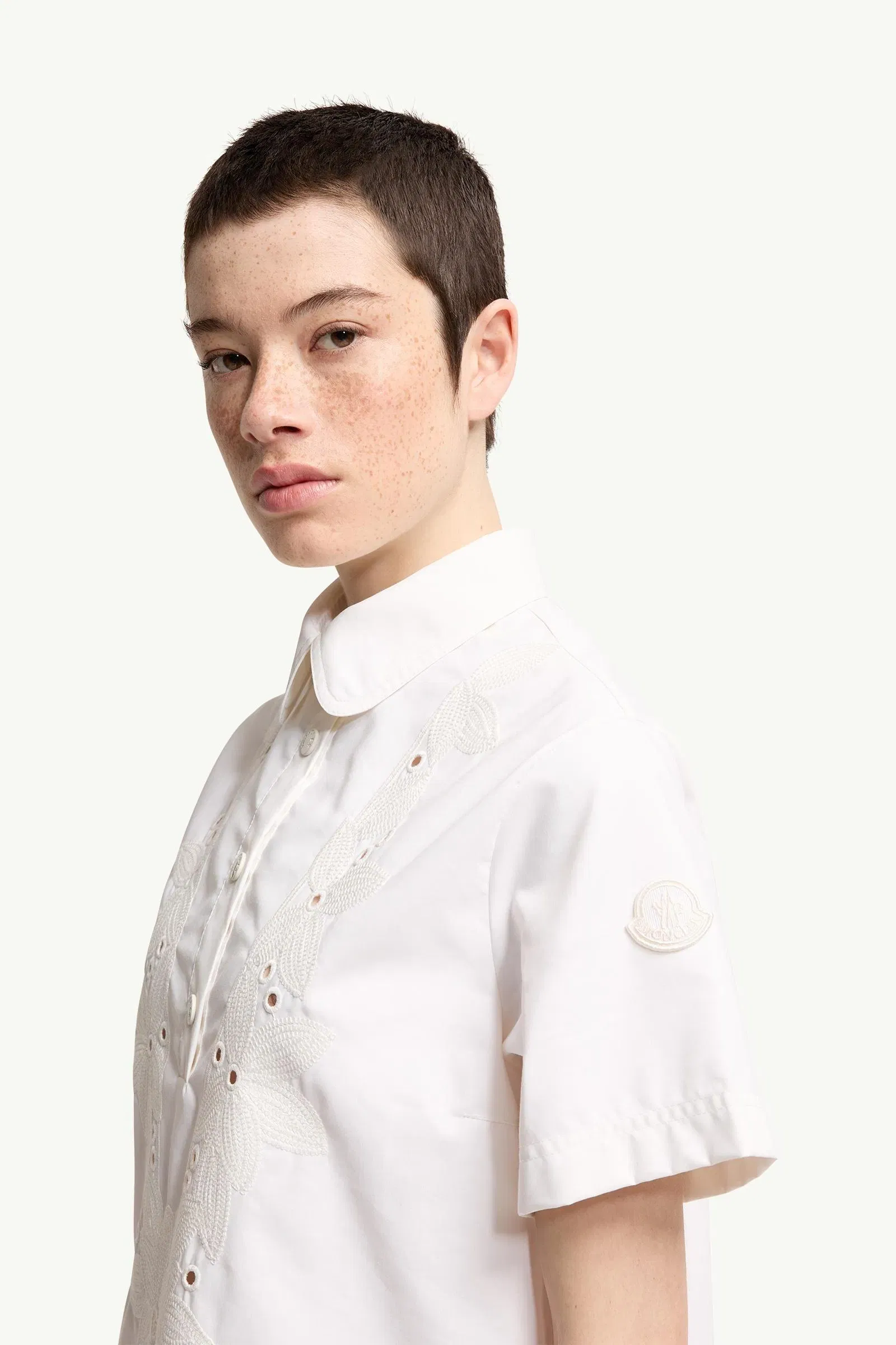 Moncler Embroidered Shirt Dress White White