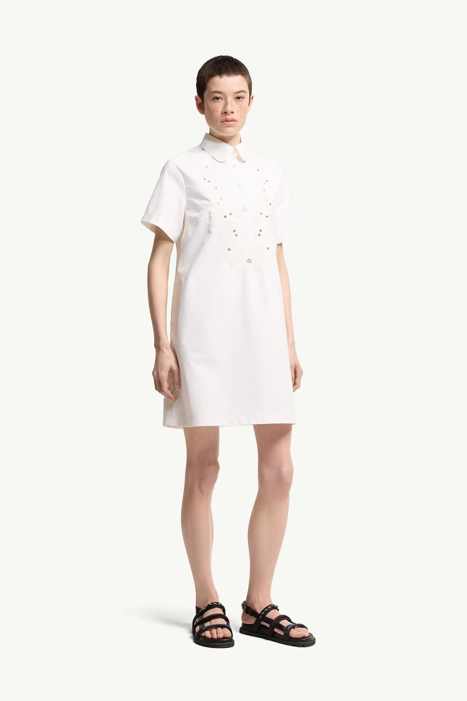 Moncler Embroidered Shirt Dress White White