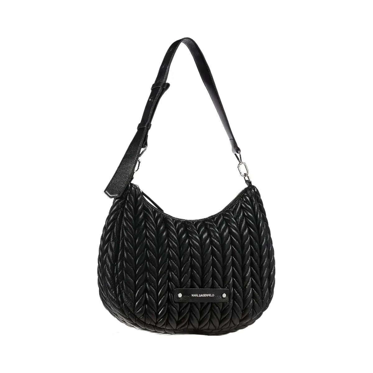 Karl Lagerfeld Weave Hobo Bag Black Nickel