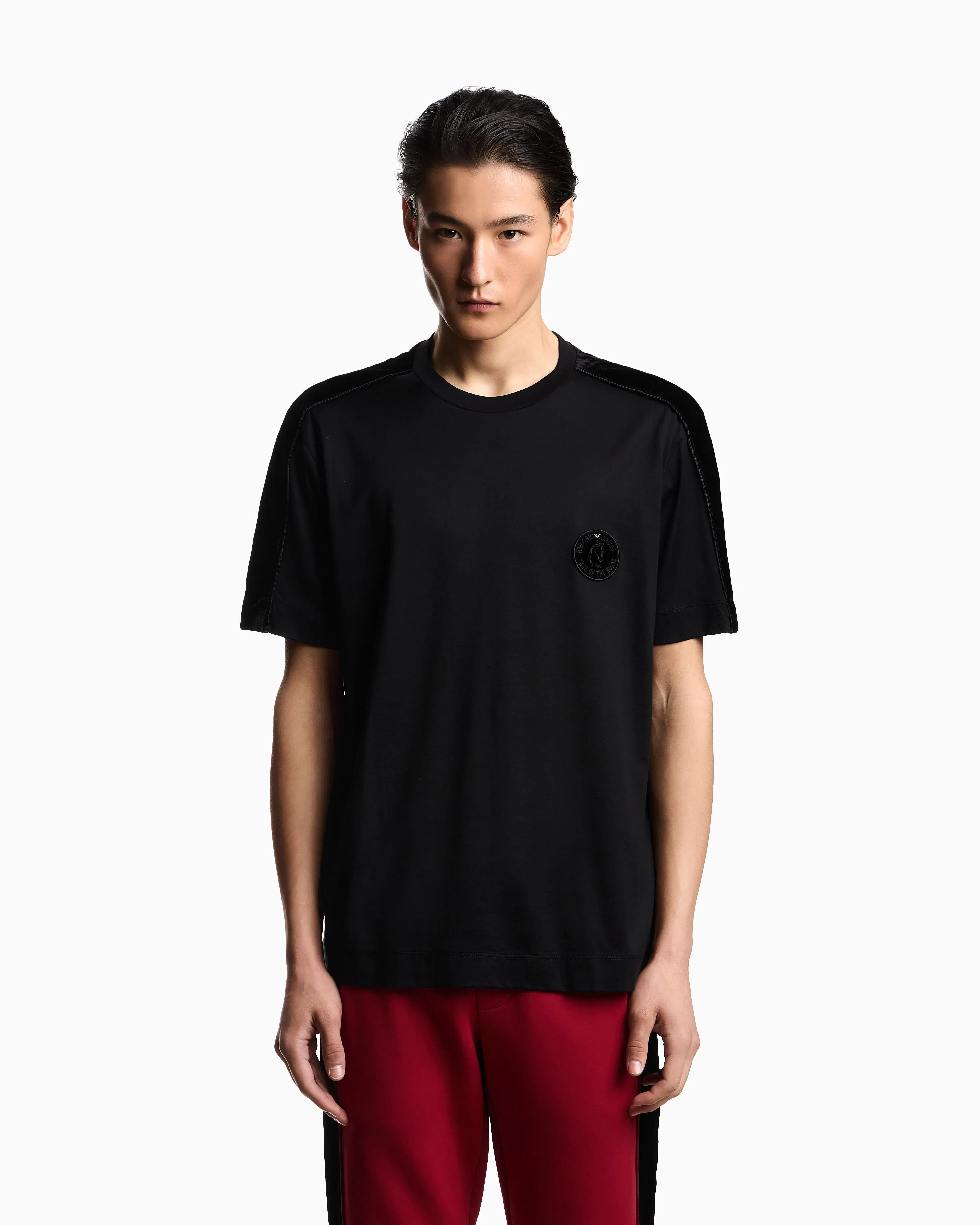 Emporio Armani Lunar New Year Lyocell blend jersey T-shirt with patch and tape