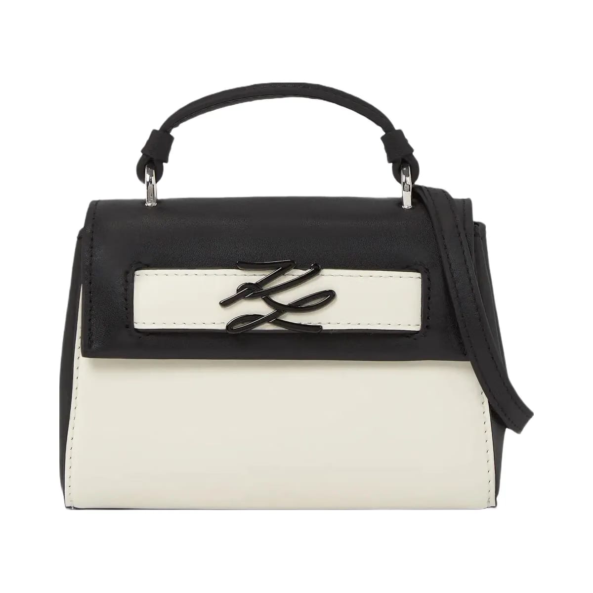 Karl Lagerfeld Autograph Nano Color-Block Bag Black White