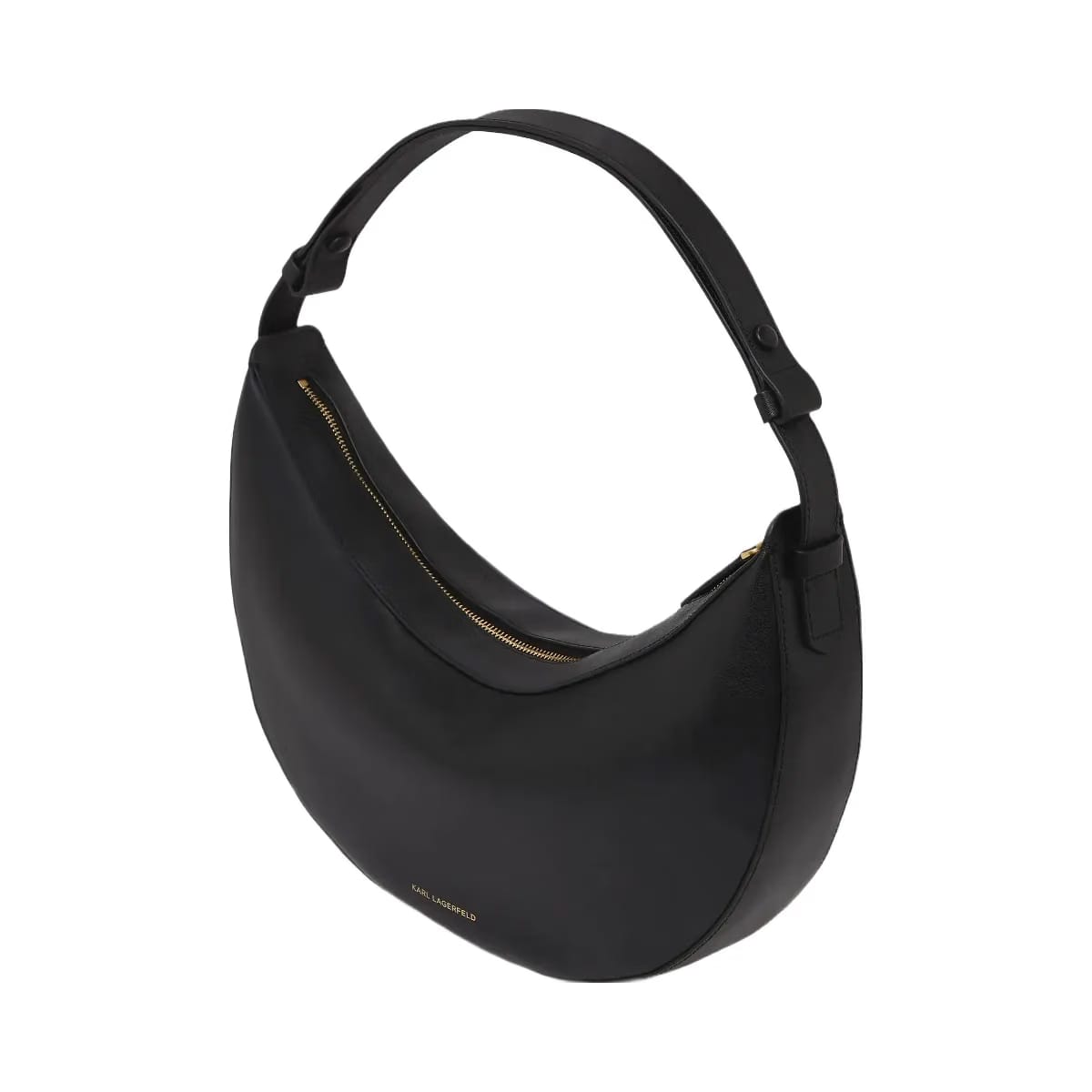 Karl Lagerfeld Autograph Oversized Moon Bag Black Gold