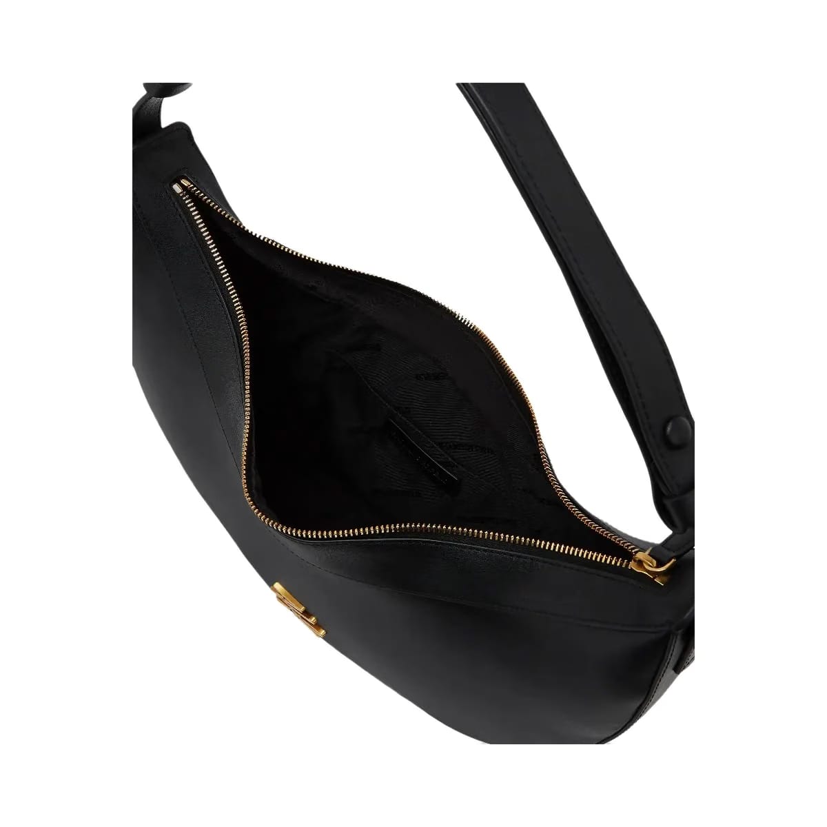 Karl Lagerfeld Autograph Oversized Moon Bag Black Gold