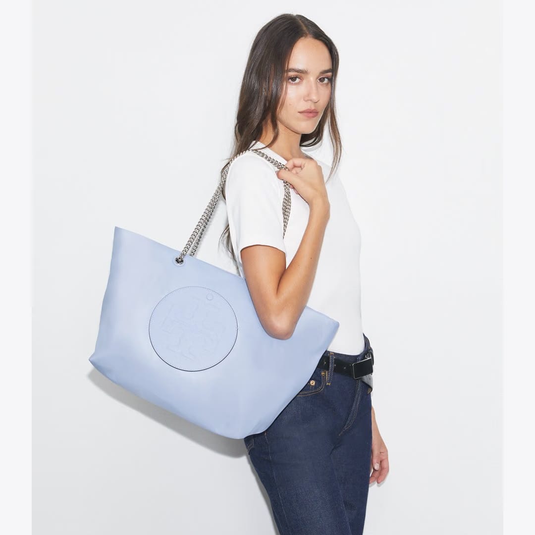 Tory Burch Ella Chain Zip Tote Blue Dawn