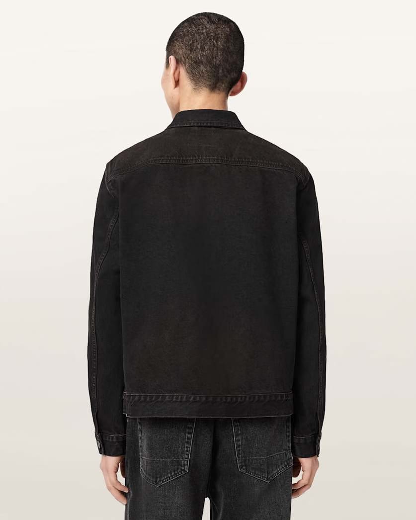 AllSaints Roth Long Sleeve Denim Jacket Overdyed Brown