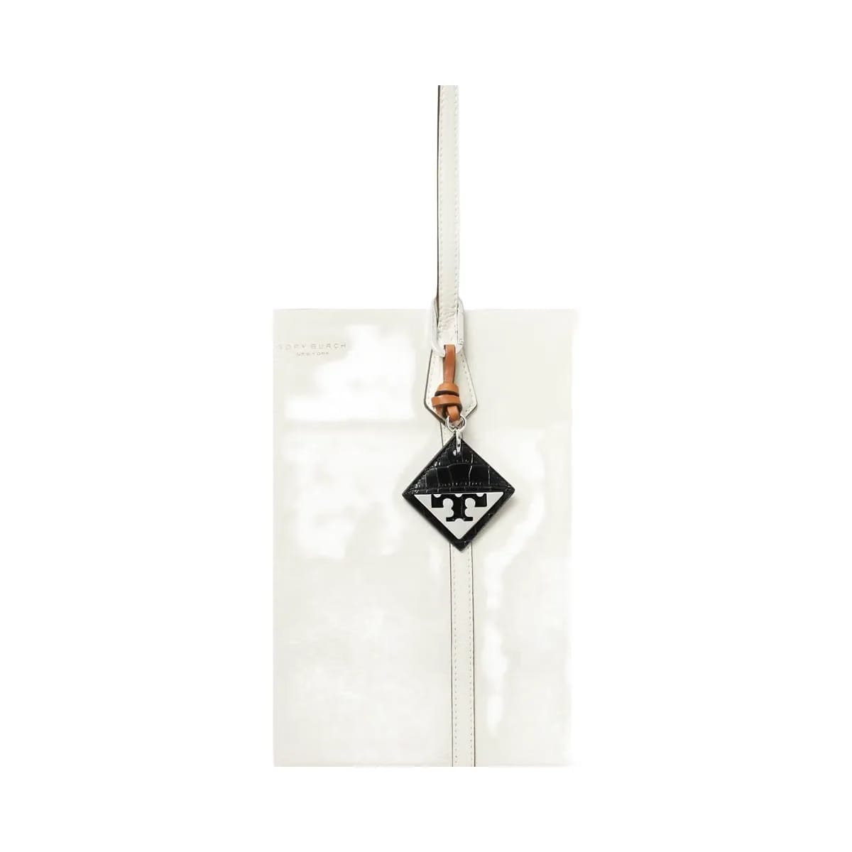 Tory Burch Hidden Logo Croc-Embossed Key Charm Black