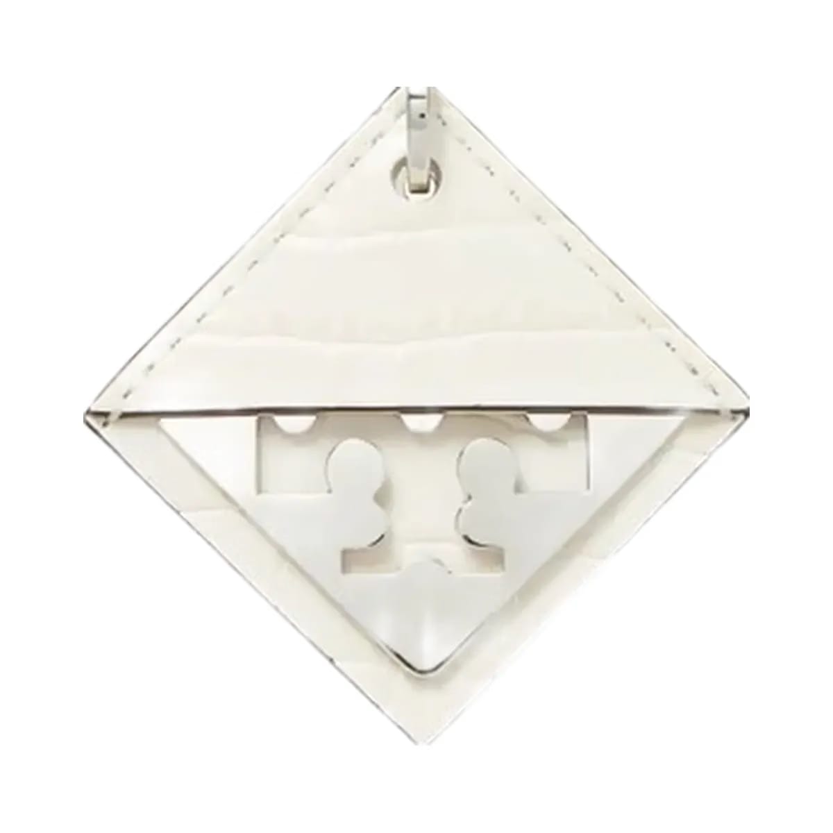 Tory Burch Hidden Logo Croc-Embossed Key Charm Blanc