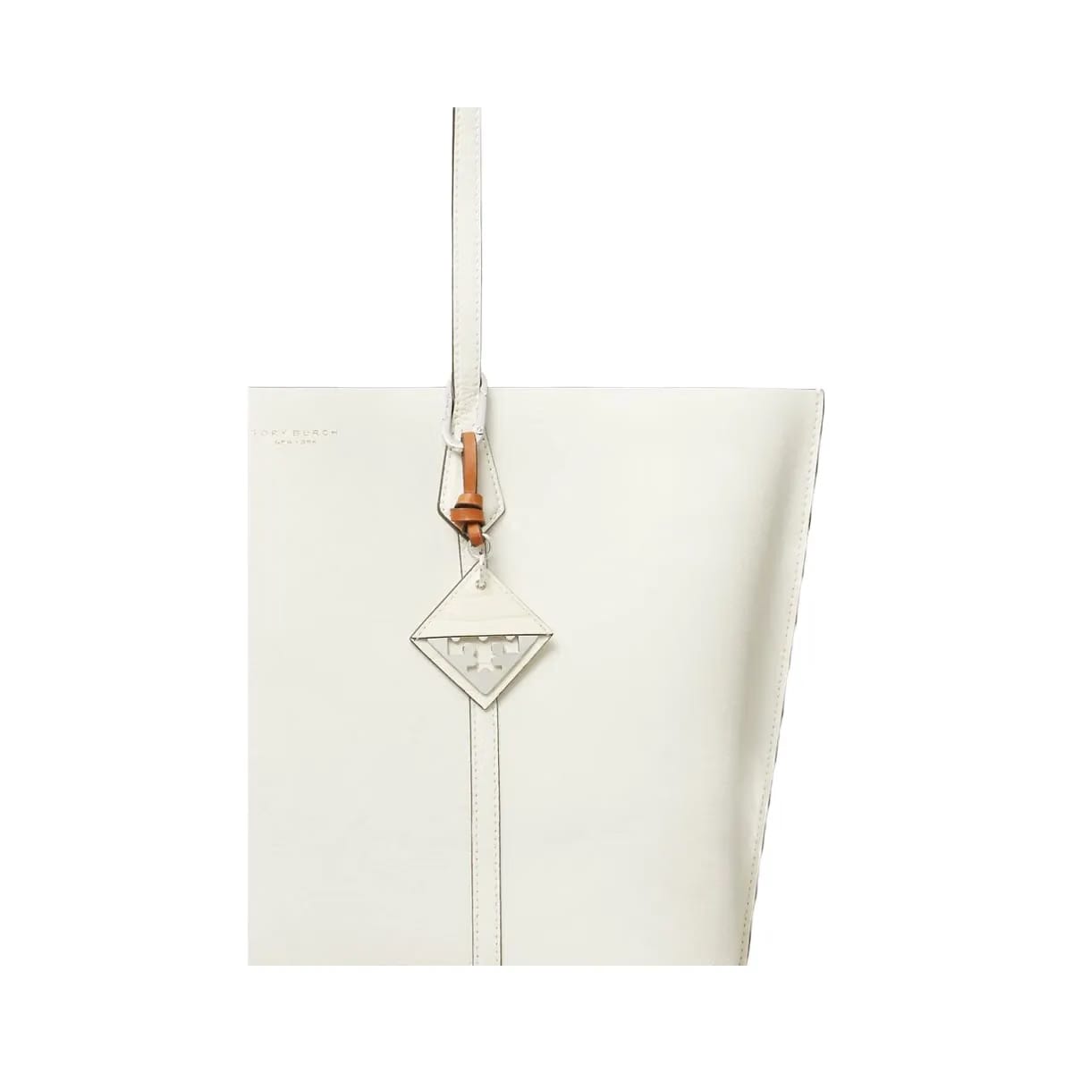 Tory Burch Hidden Logo Croc-Embossed Key Charm Blanc