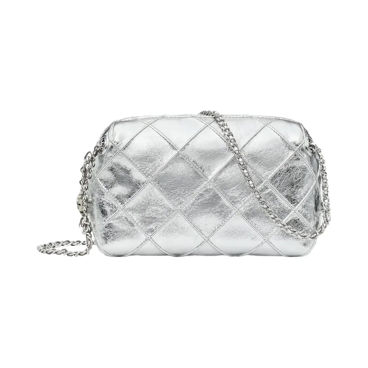 Tory Burch Fleming Soft Metallic Crossbody Bag Silver