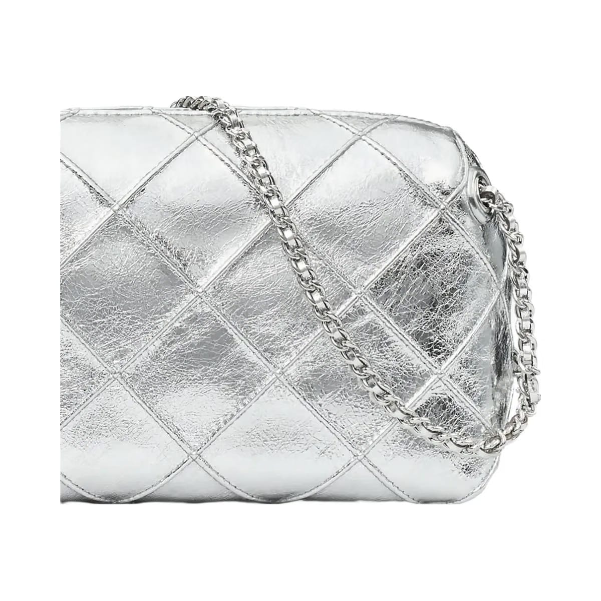 Tory Burch Fleming Soft Metallic Crossbody Bag Silver
