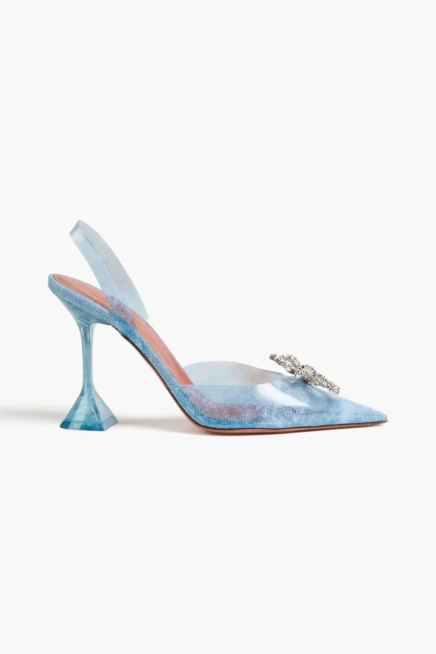 Amina Muaddi Rosie 95 Crystal-Embellished Bow-Detailed Pvc Pumps Light Blue Women's