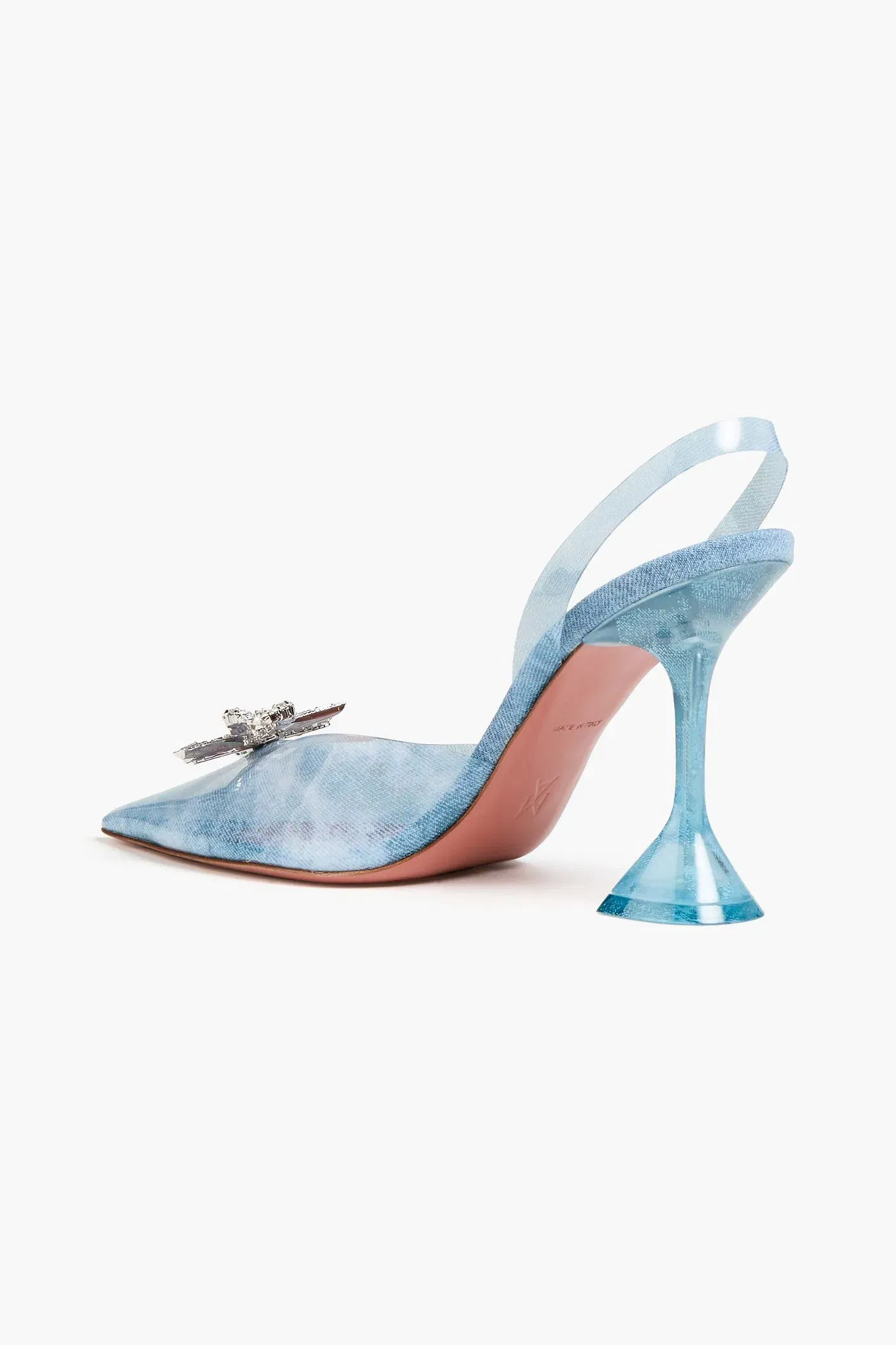 Amina Muaddi Rosie 95 Crystal-Embellished Bow-Detailed Pvc Pumps Light Blue Women's