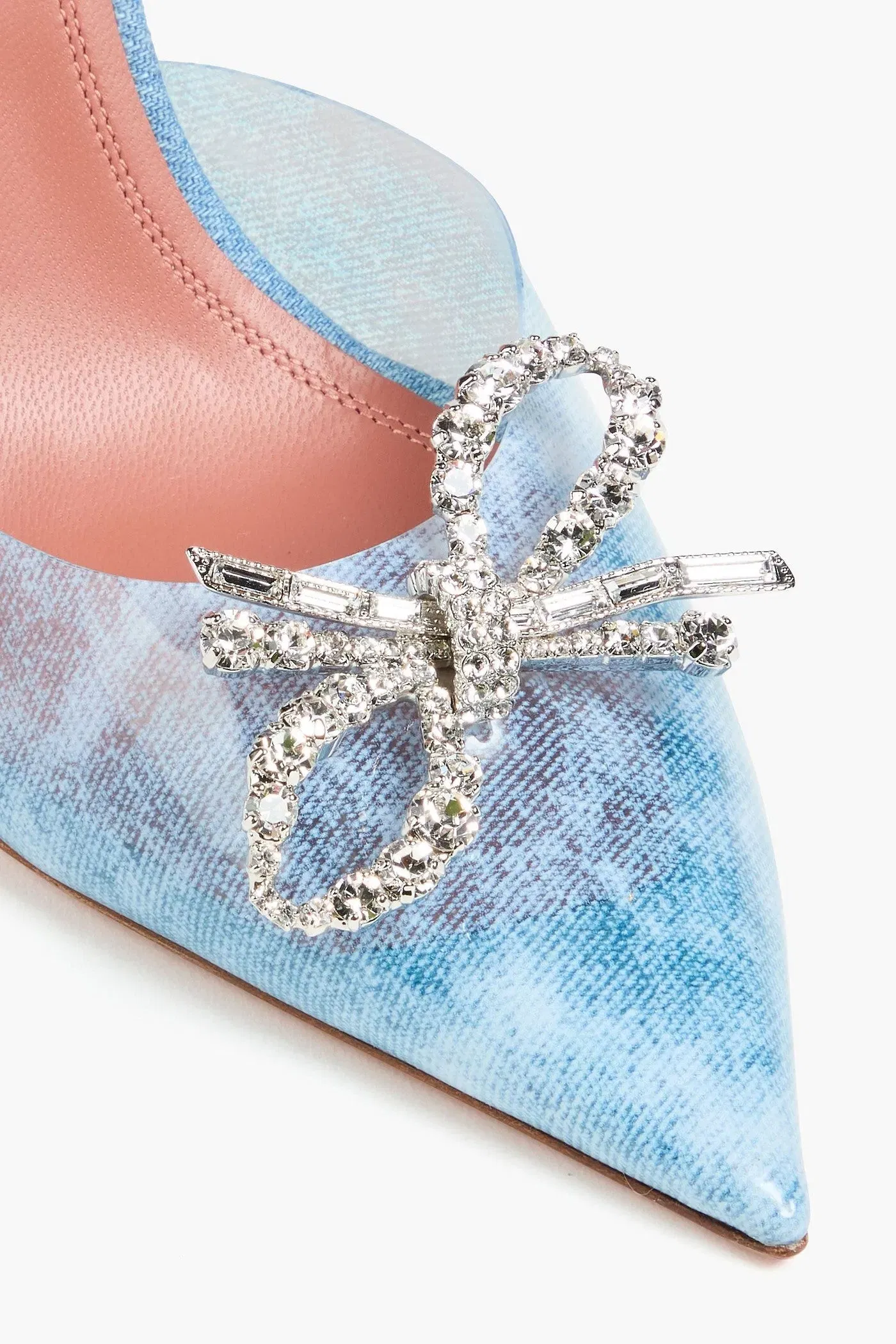 Amina Muaddi Rosie 95 Crystal-Embellished Bow-Detailed Pvc Pumps Light Blue Women's