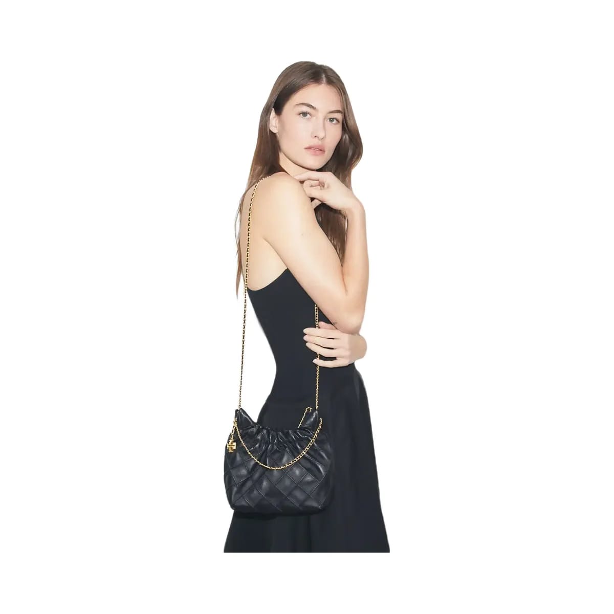 Tory Burch Mini Fleming Soft Hobo Bag Black
