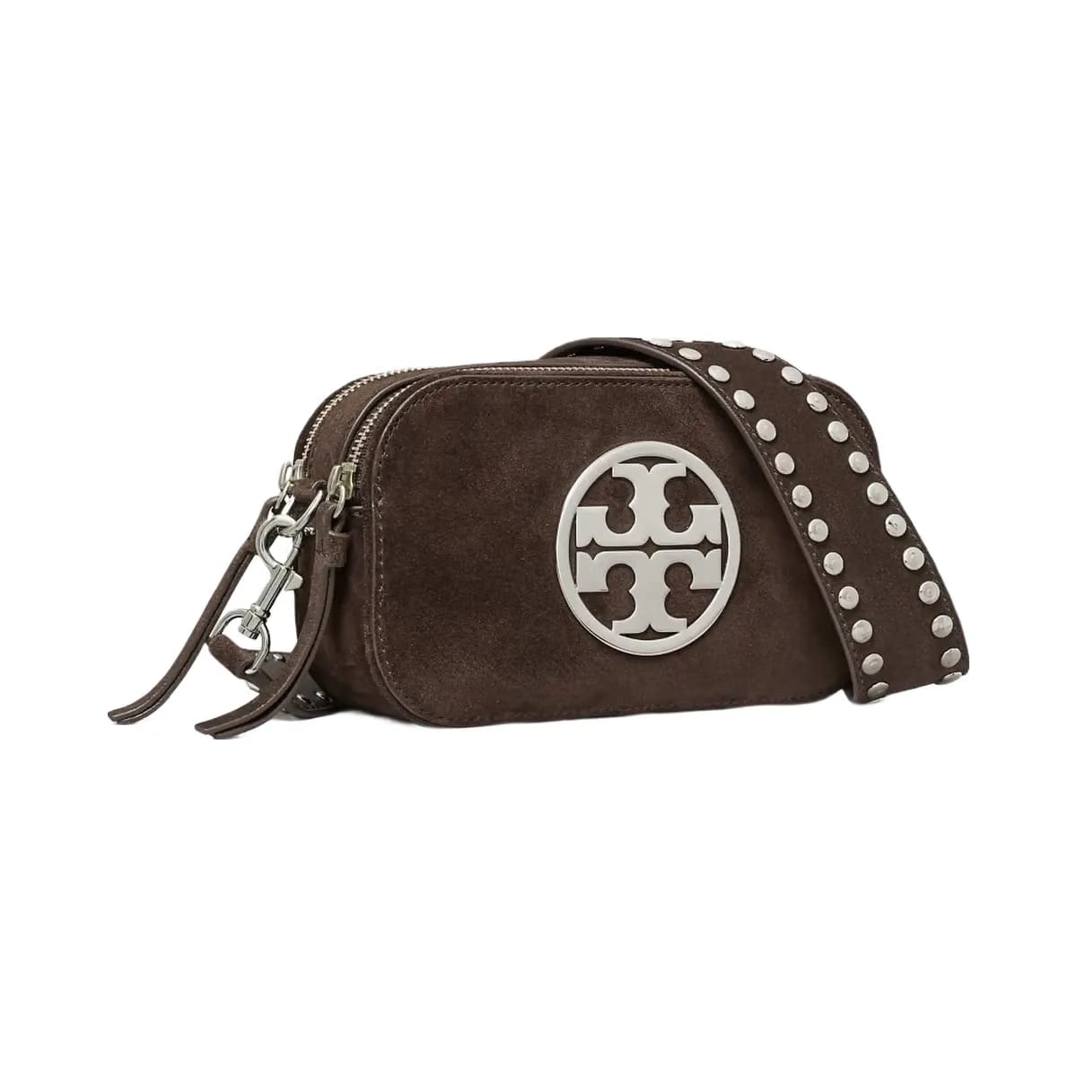 Tory Burch Mini Miller Suede Crossbody Bag Shadow Oak