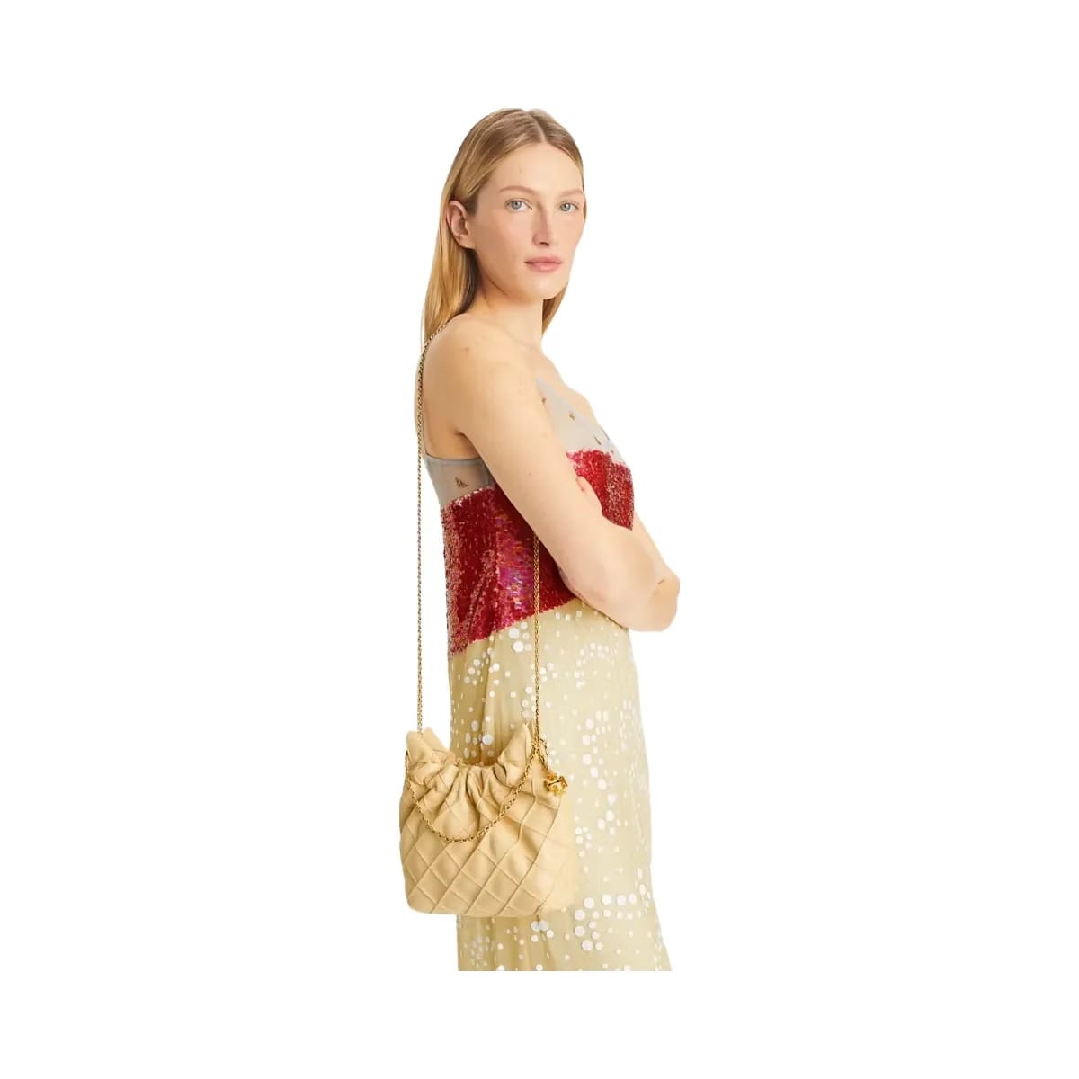 Tory Burch Mini Fleming Soft Hobo Bag Vanilla Soft Serve