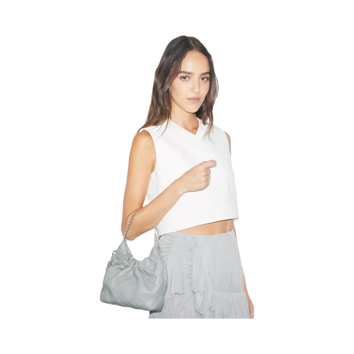 Tory Burch Mini Fleming Soft Hobo Bag Gray