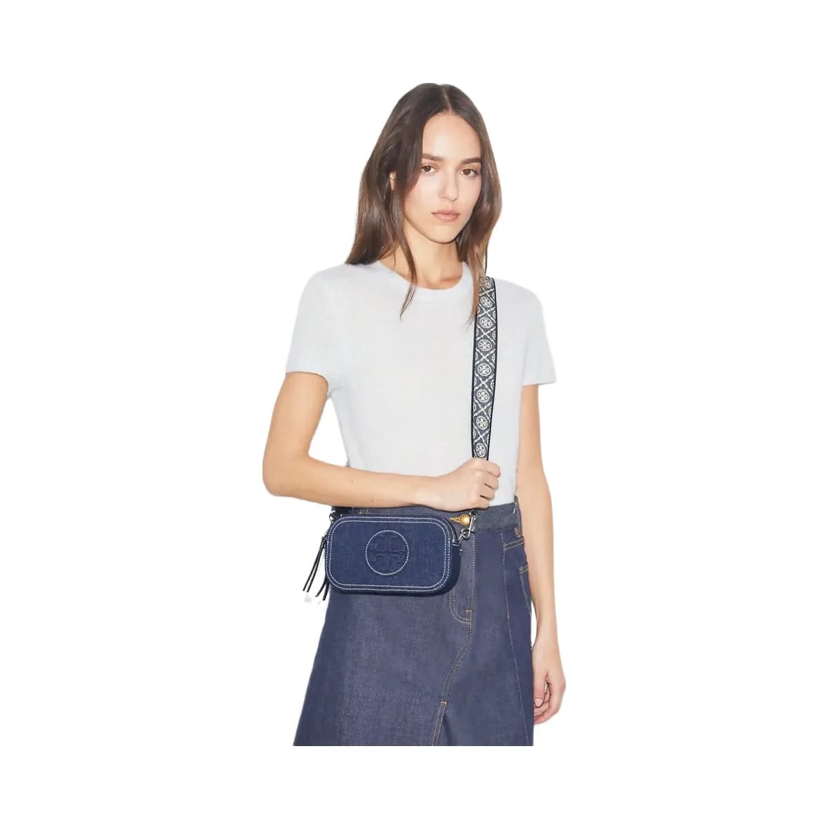 Tory Burch Mini Miller Denim Crossbody Bag Royal Navy