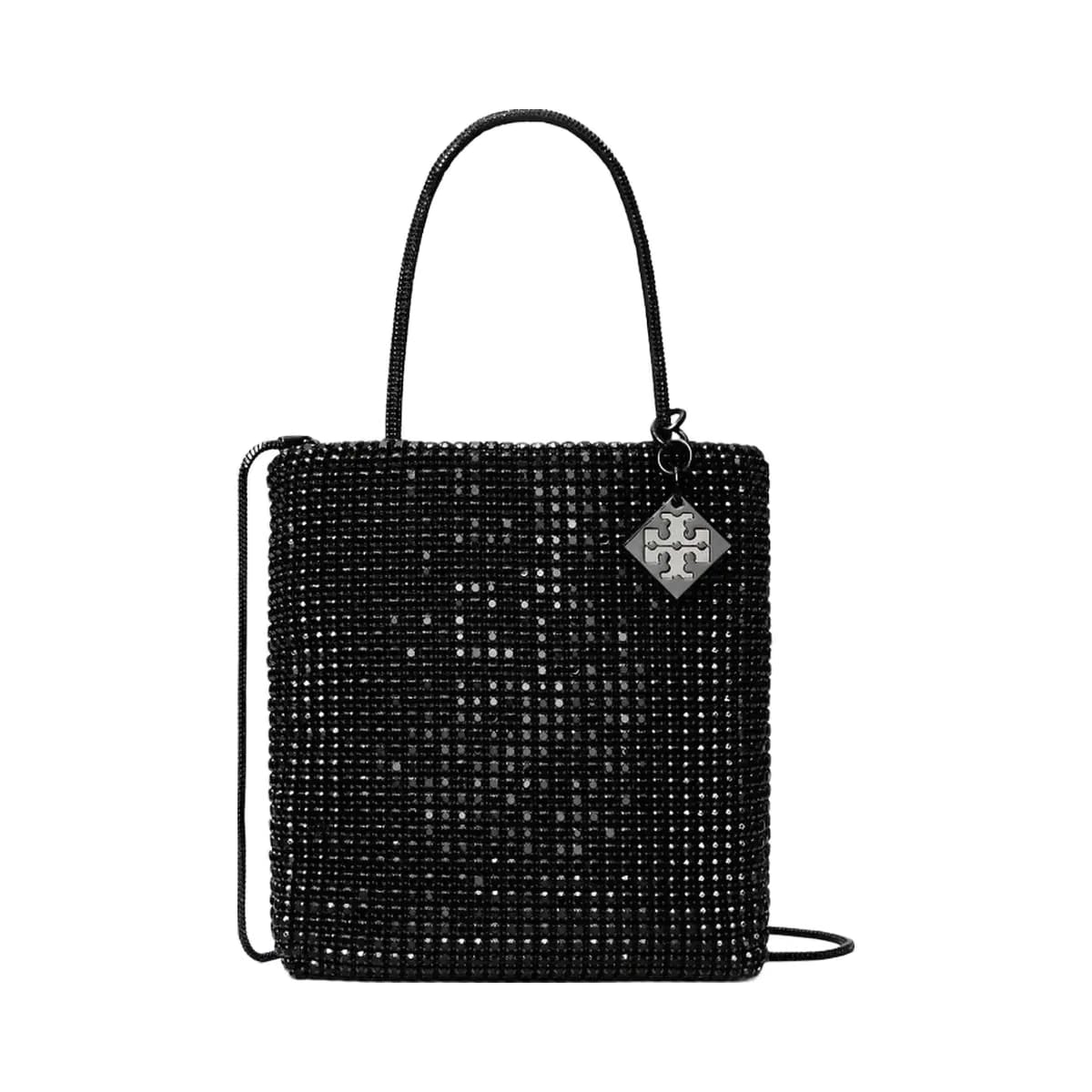 Tory Burch Night Owl Crystal-Embellished Mini Tote Black