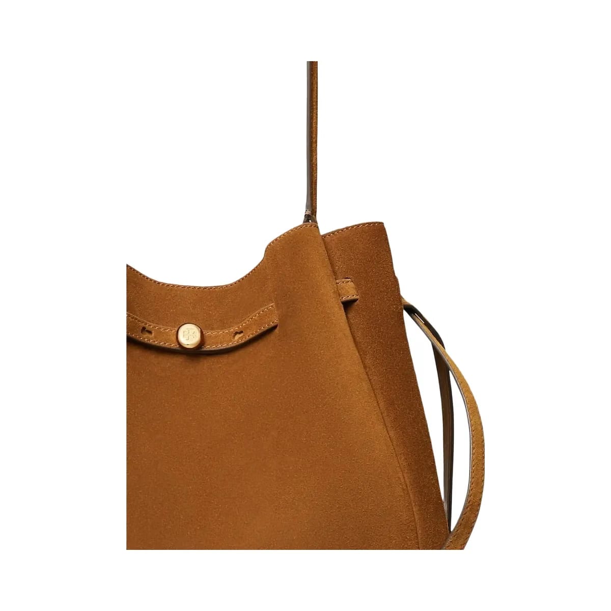 Tory Burch Large Romy Suede Bucket Bag Caramel