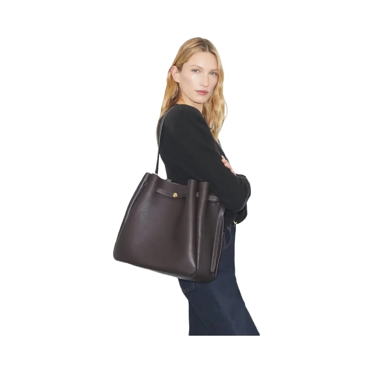 Tory Burch Large Romy Bucket Bag Deep Brown
