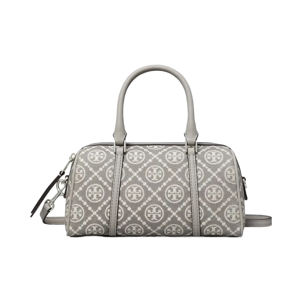 Tory Burch T Monogram Utility Mini Barrel Bag Gray